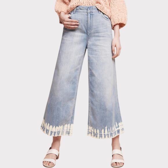 Pilcro and the Letterpress Ultra High Rise Bleached Hem Culottes Jeans Size 28 - Picture 2 of 12